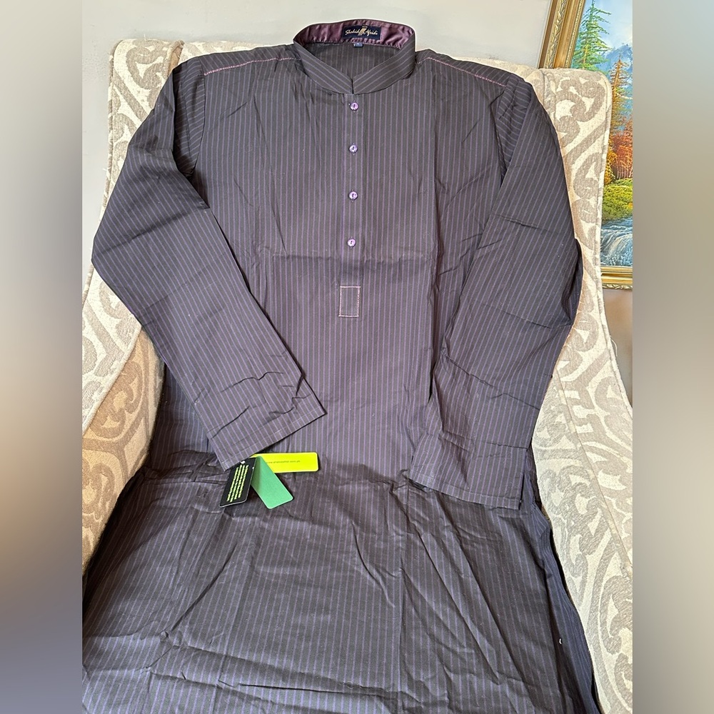 Men's Purple Striped Pakistani kurta  nwt